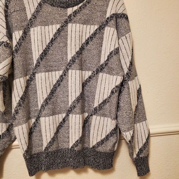 Rare Vintage Michael Gerard Geometric Pattern Knit Sweater 90s Gray Size M - Picture 6 of 10